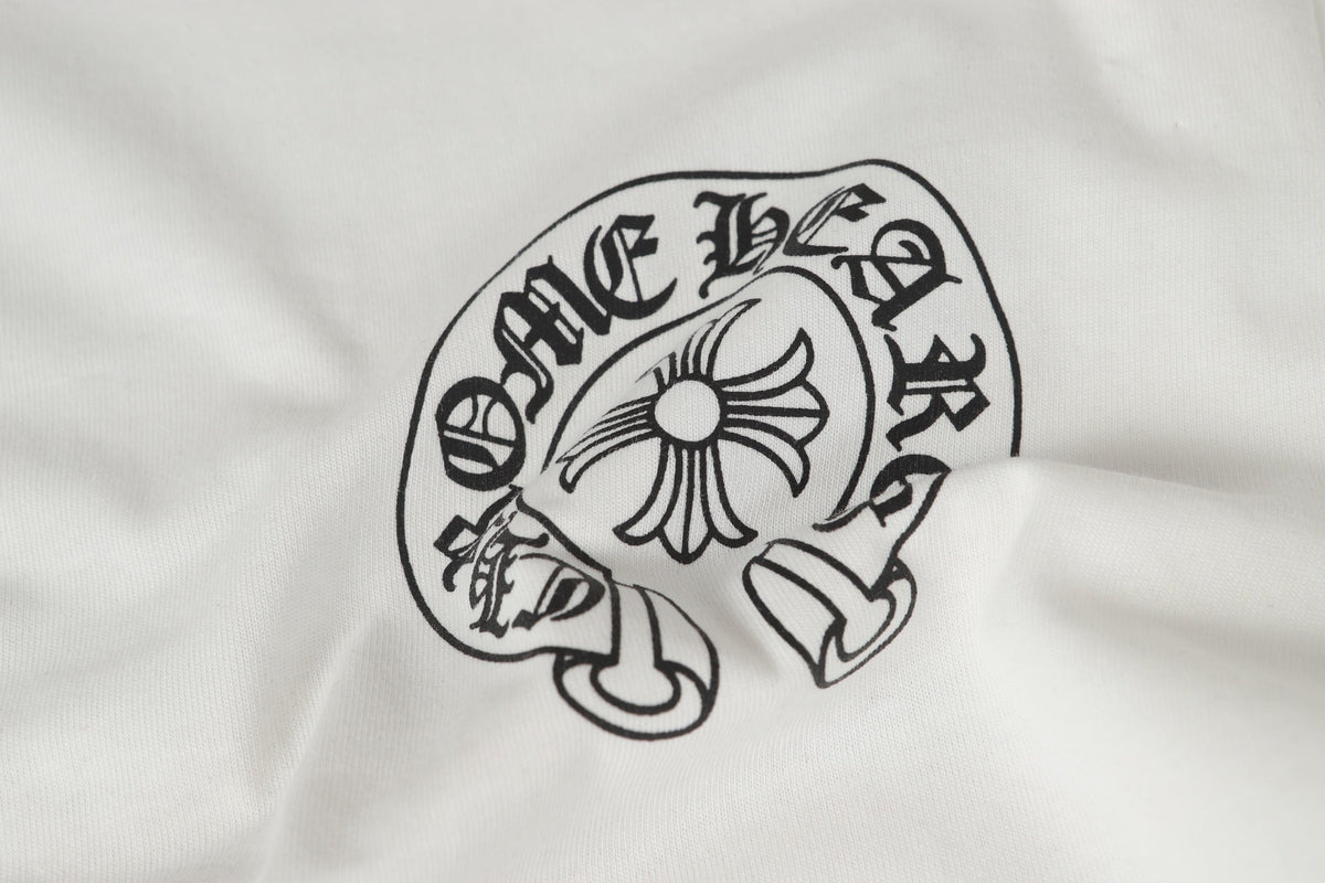 Chrome Hearts Logo Flag Long Sleeve Tee - Black White Gothic Street T-Shirt K2126